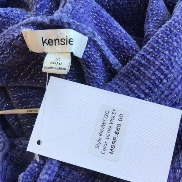 Kensie Purple Metallic Zippered Sweater Hoodie Jacket - Picture 7 of 8